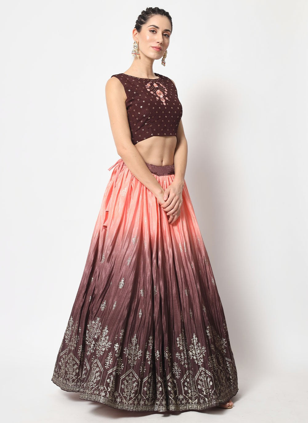 Embroidered Chinon, Silk A - Line Lehenga - L0724