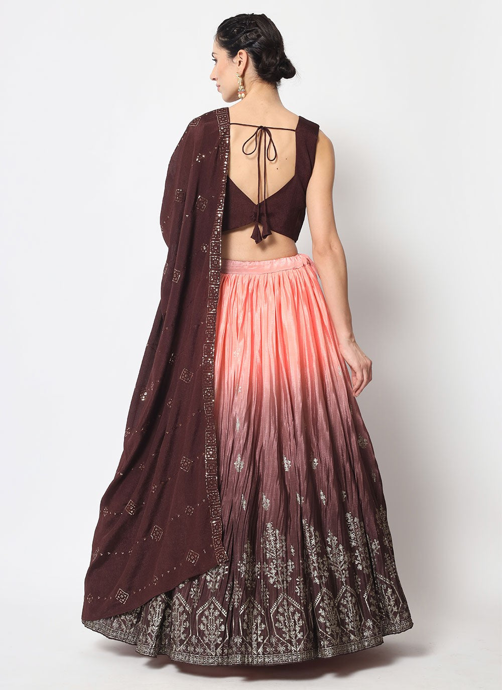 Embroidered Chinon, Silk A - Line Lehenga - L0724