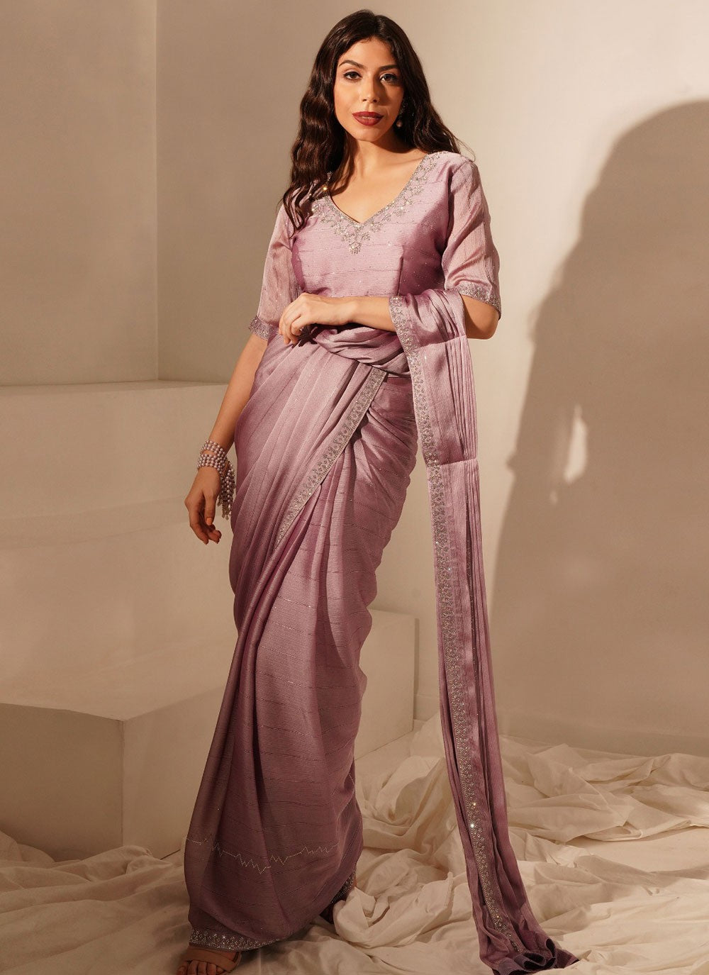 Stones Chinon Saree - S12014