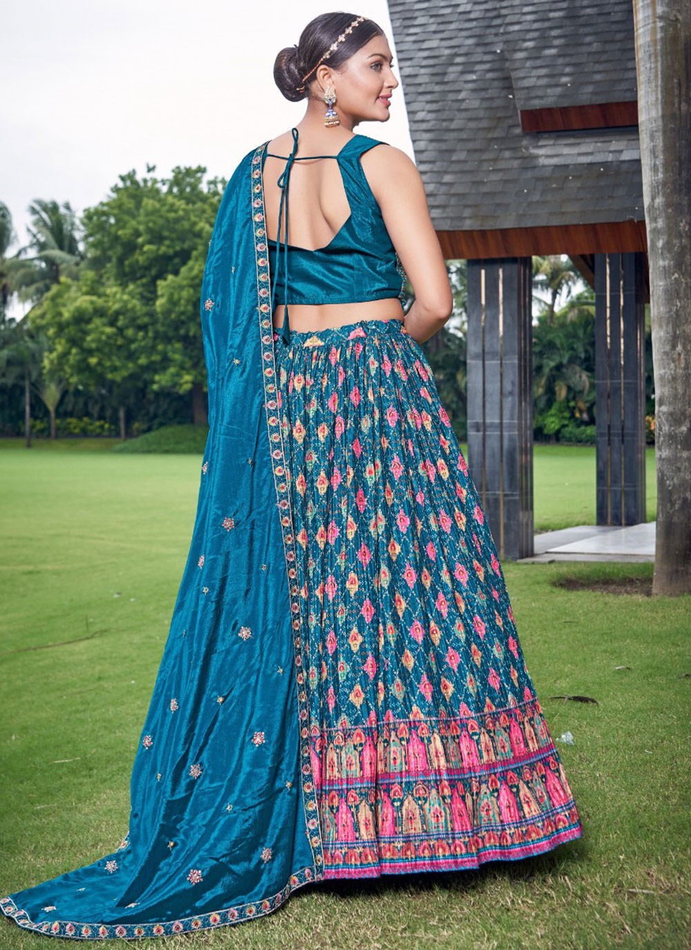 Digital Print Chinon Lehenga - L3127