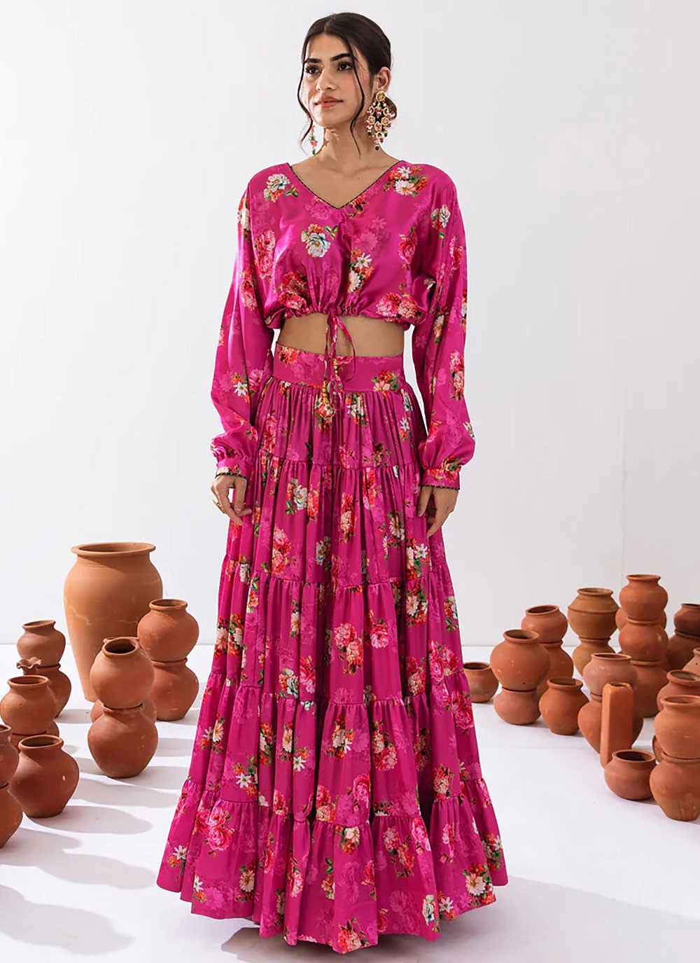 Digital Print Chinon Readymade Lehenga Choli - L2400