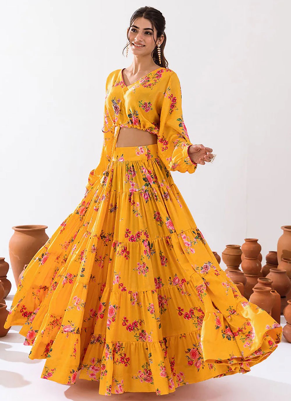 Digital Print Chinon Readymade Lehenga Choli - L2400