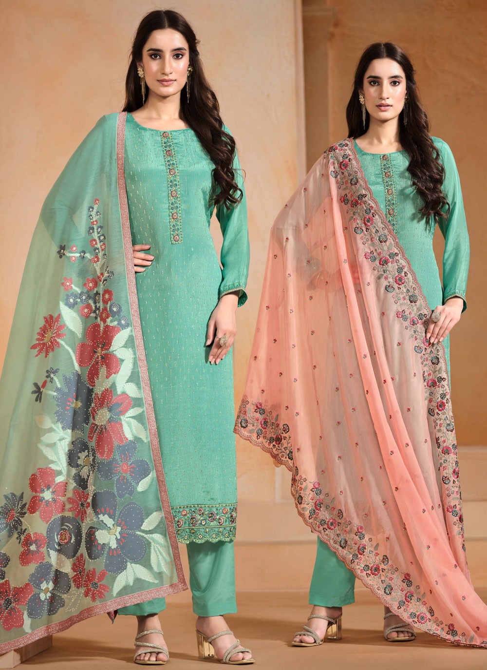 Chiffon, Chinon Salwar Suit - T4110