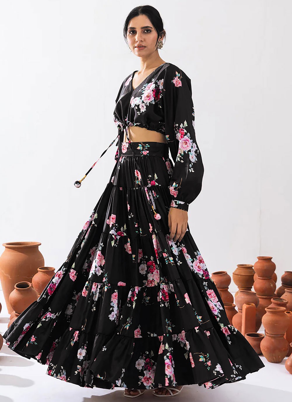 Digital Print Chinon Readymade Lehenga Choli - L2400