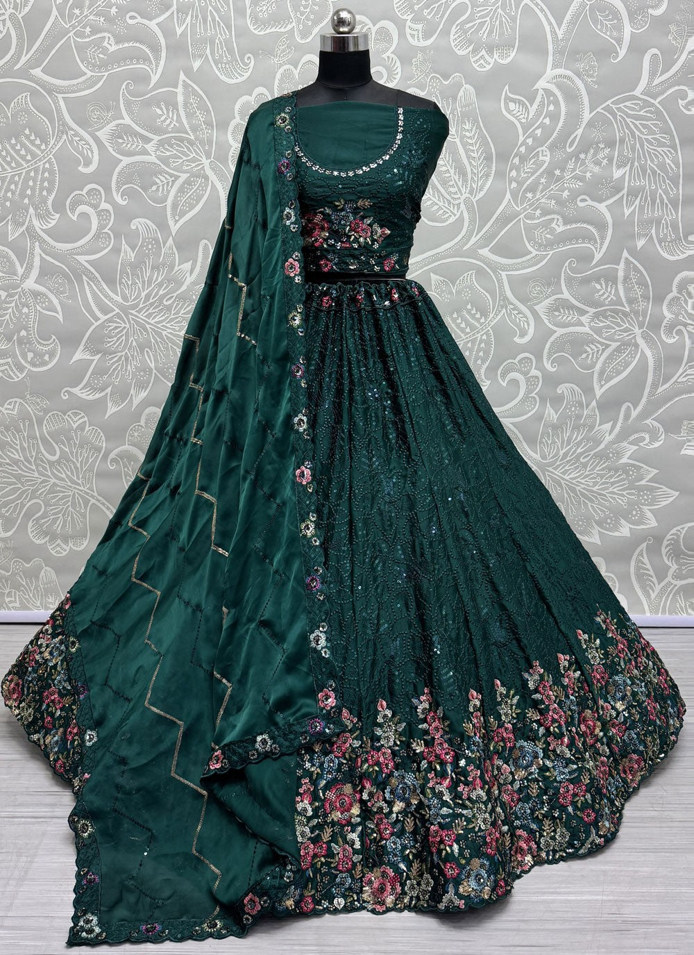 Embroidered Chinon Lehenga - L3051