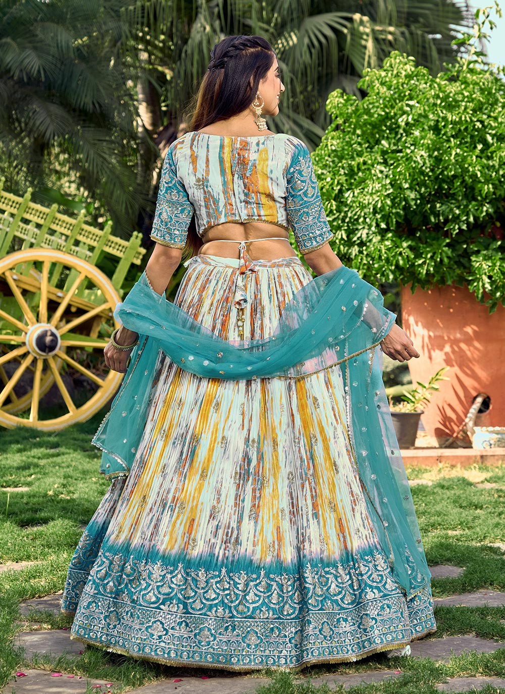 Digital Print Chinon A - Line Lehenga - L1714