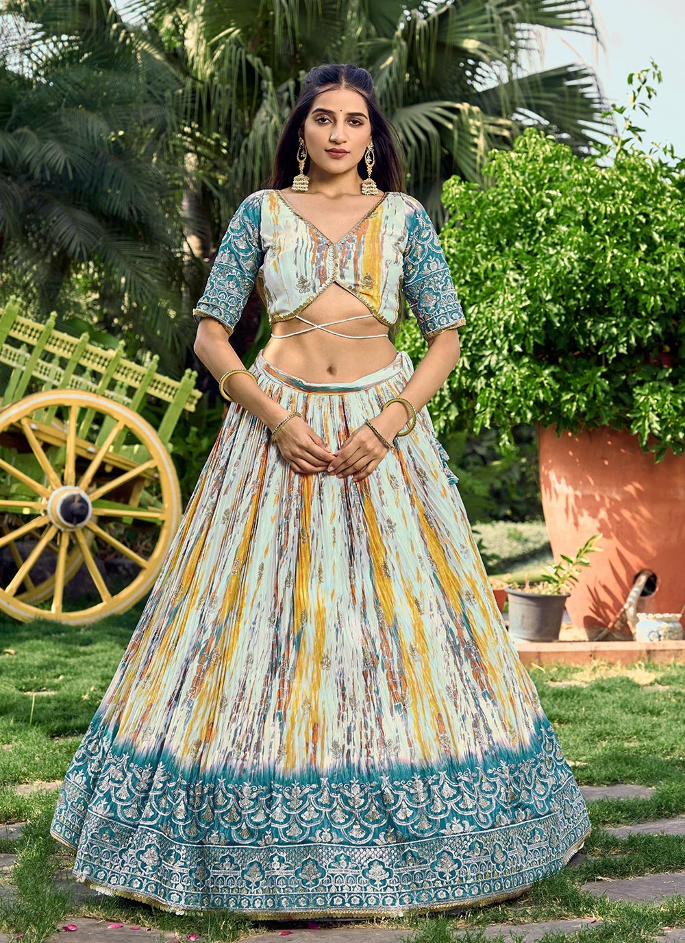 Digital Print Chinon A - Line Lehenga - L1714