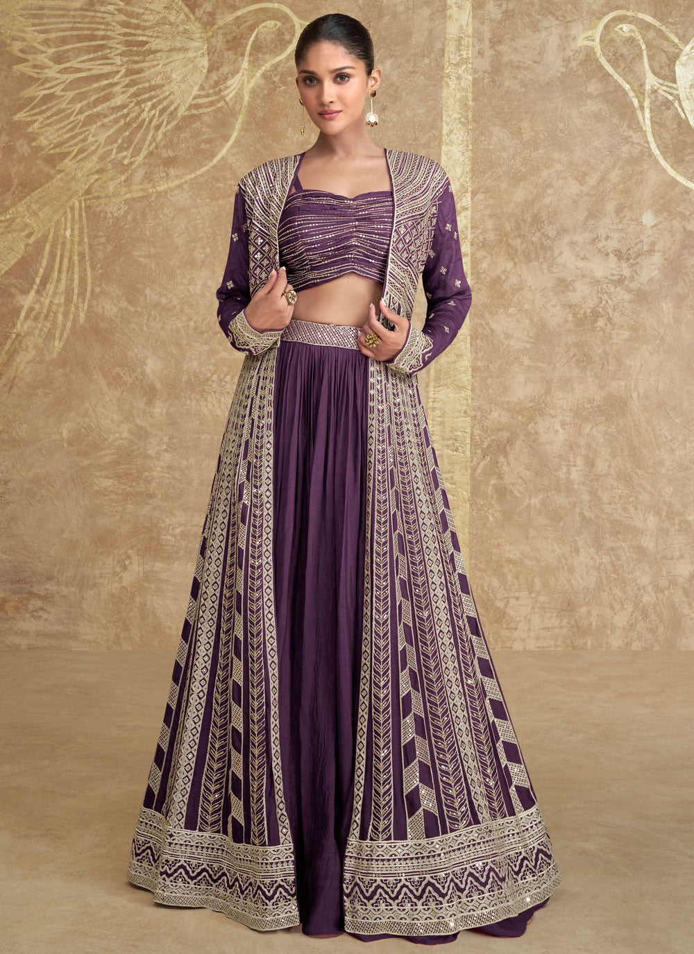 Plain Chinon, Silk Readymade Lehenga Choli - L2891