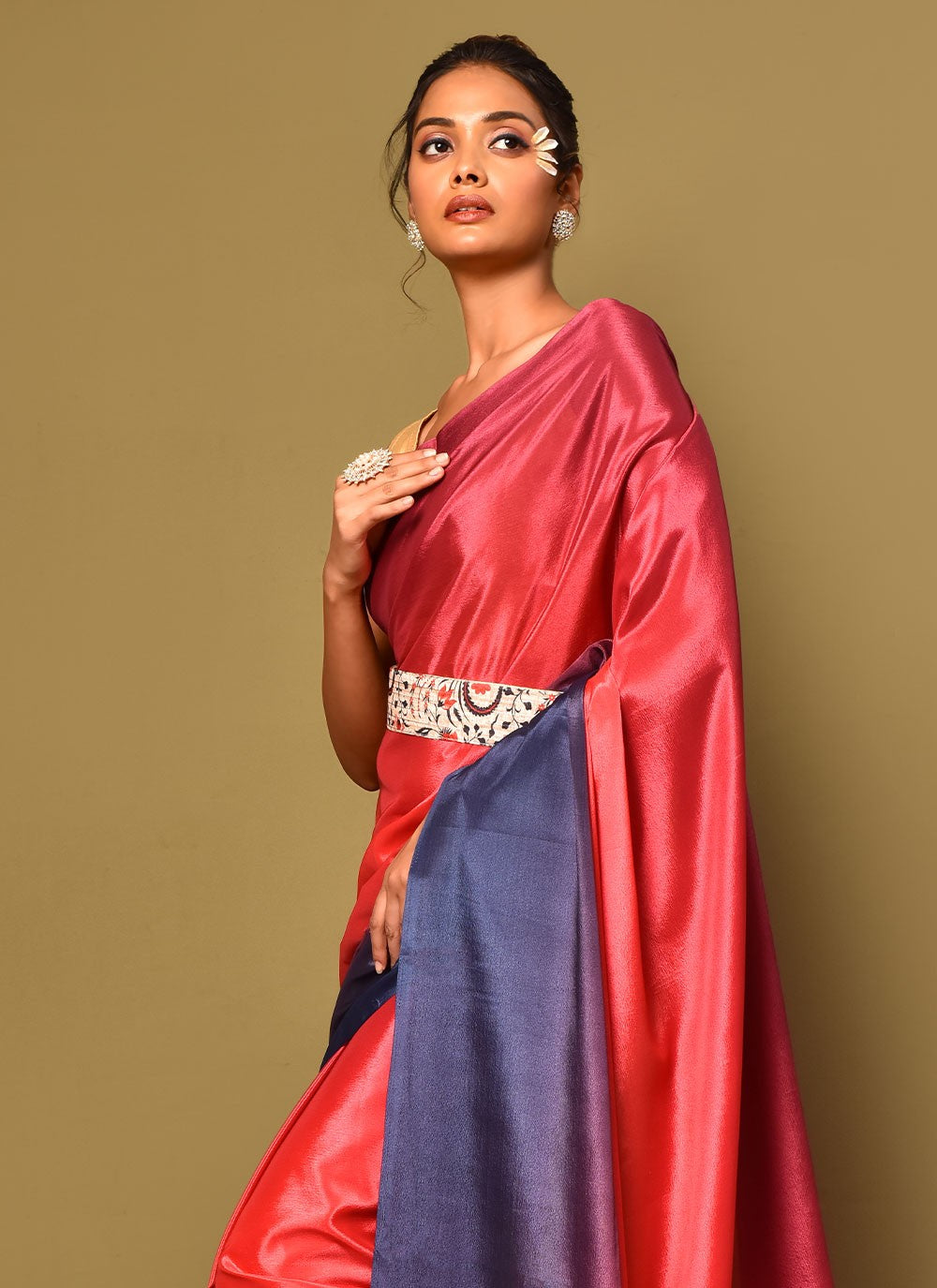 Trendy Plain Chinon Saree - S3000