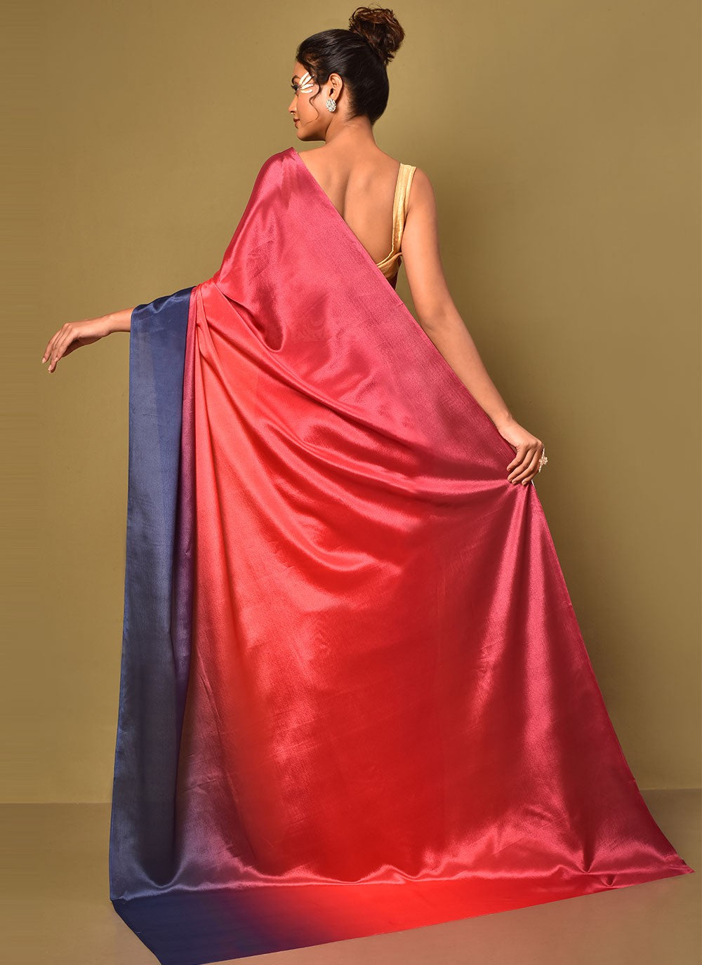 Trendy Plain Chinon Saree - S3000