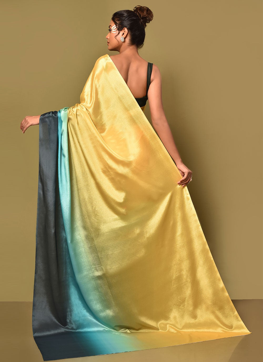 Trendy Plain Chinon Saree - S3000