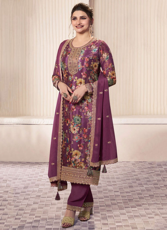 Digital Print Chinon Pant Style Suit - T4652