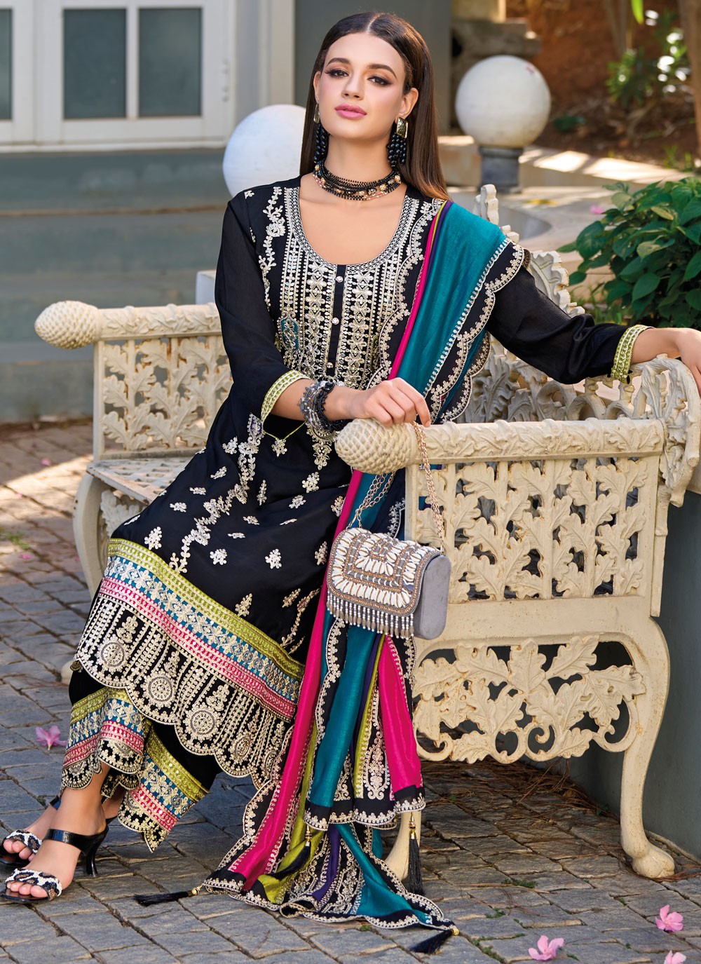 Embroidered Chinon Salwar Suit - T4650