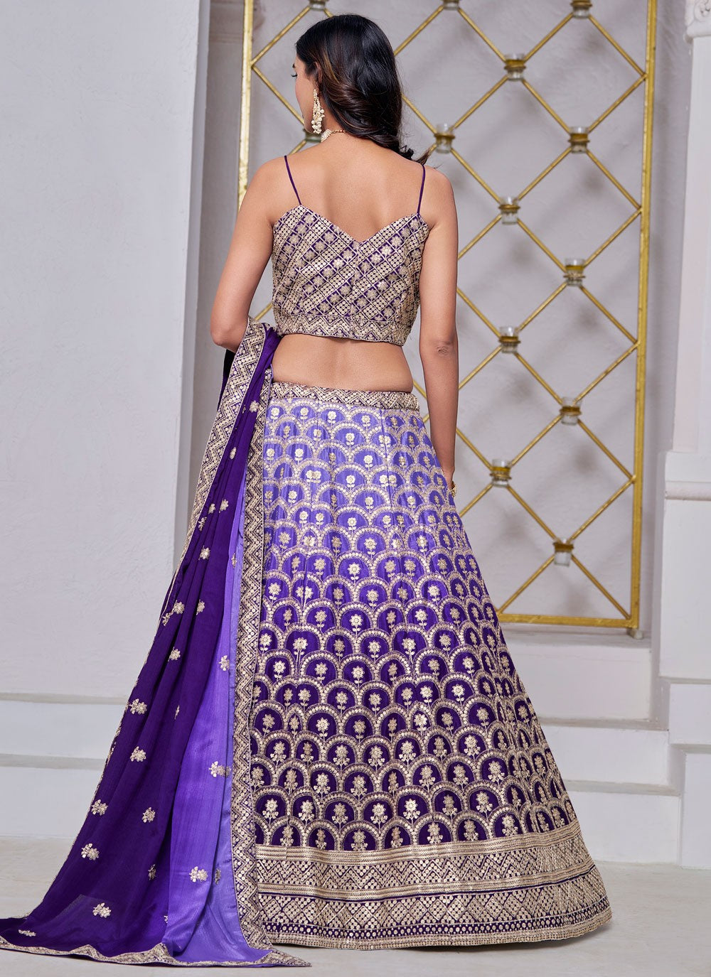 Embroidered Chinon A - Line Lehenga - L2884