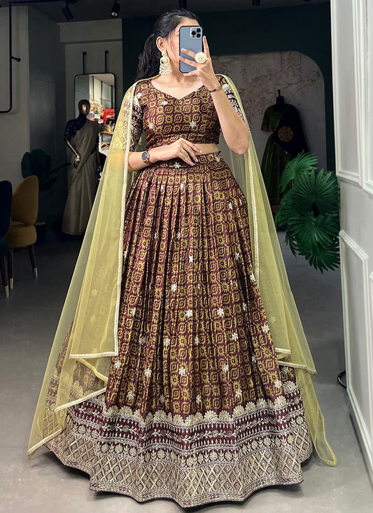 Digital Print Chinon A - Line Lehenga - L2943