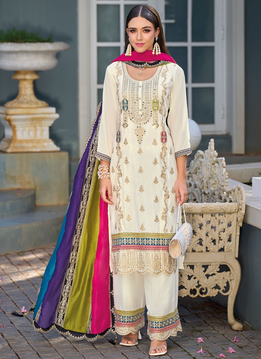 Embroidered Chinon Salwar Suit - T4650