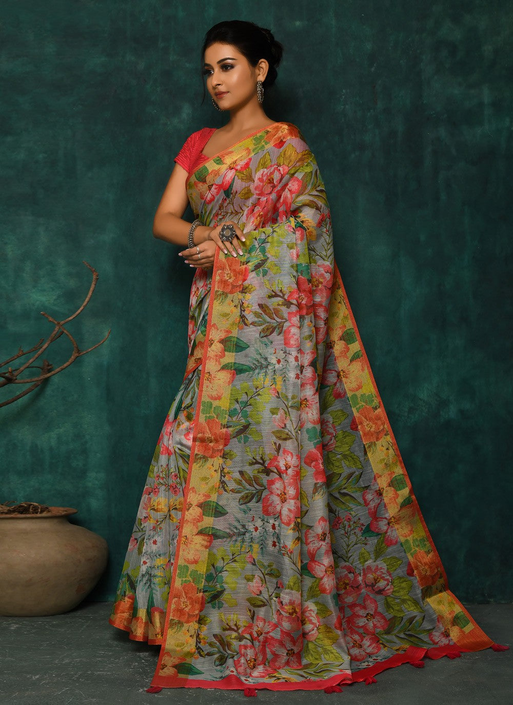 Classic Digital Print Faux Georgette Saree - S2342