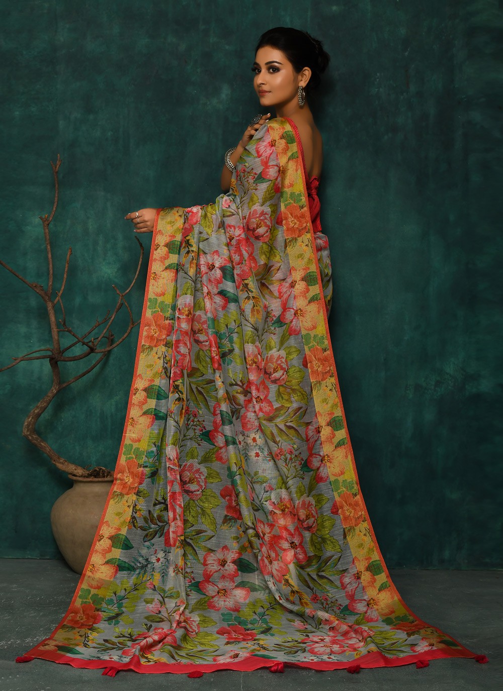 Classic Digital Print Faux Georgette Saree - S2342