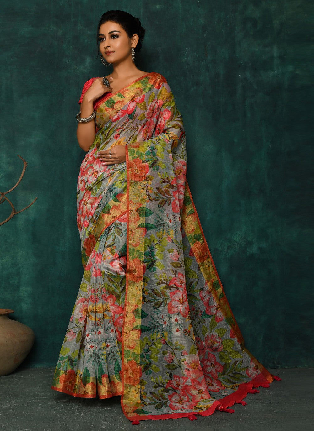 Classic Digital Print Faux Georgette Saree - S2342