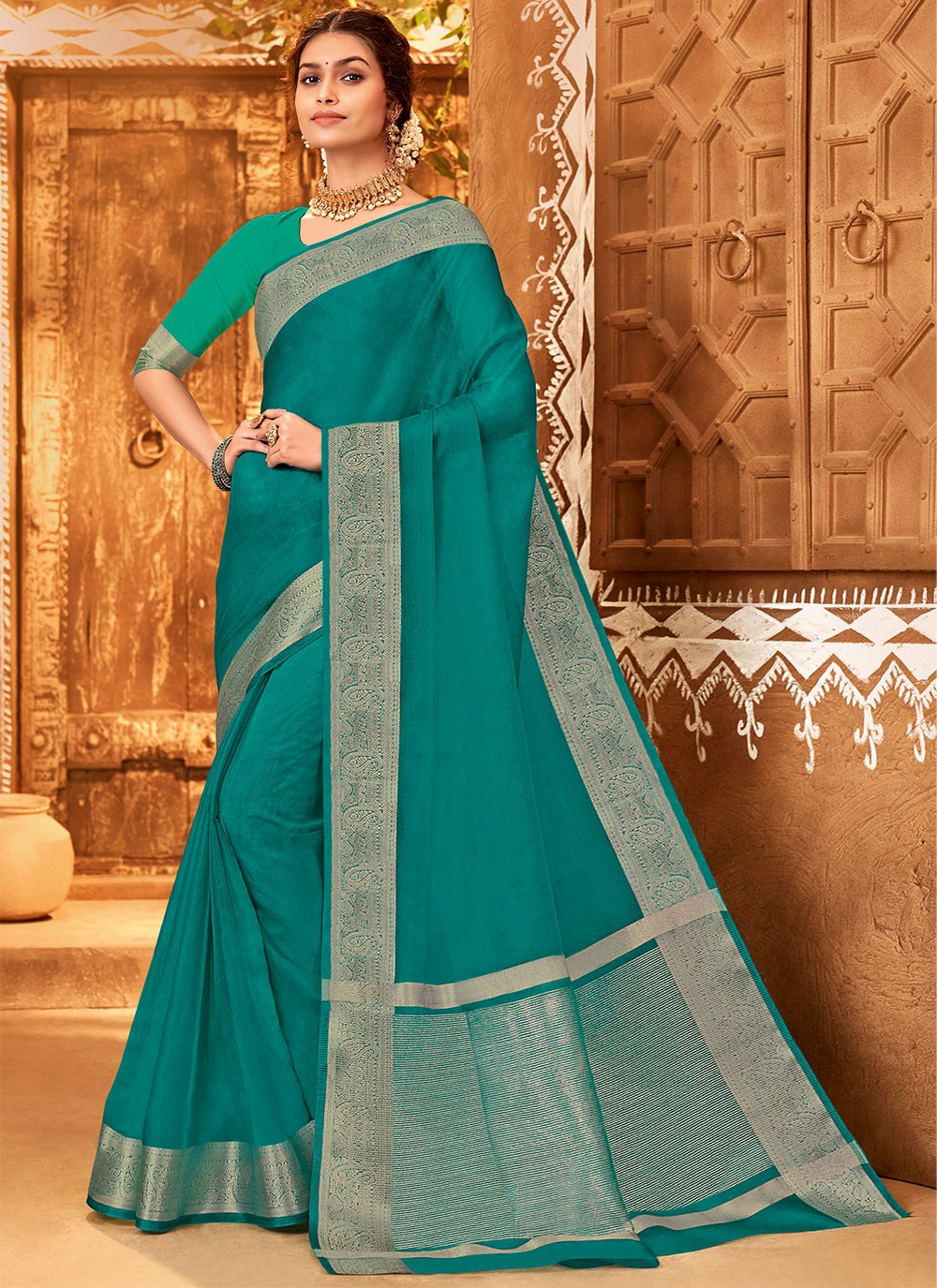 Classic Woven Organza Saree - S1343