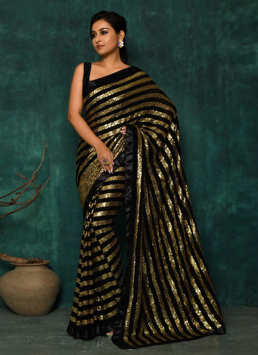 Classic Digital Print Faux Georgette Saree - S2174