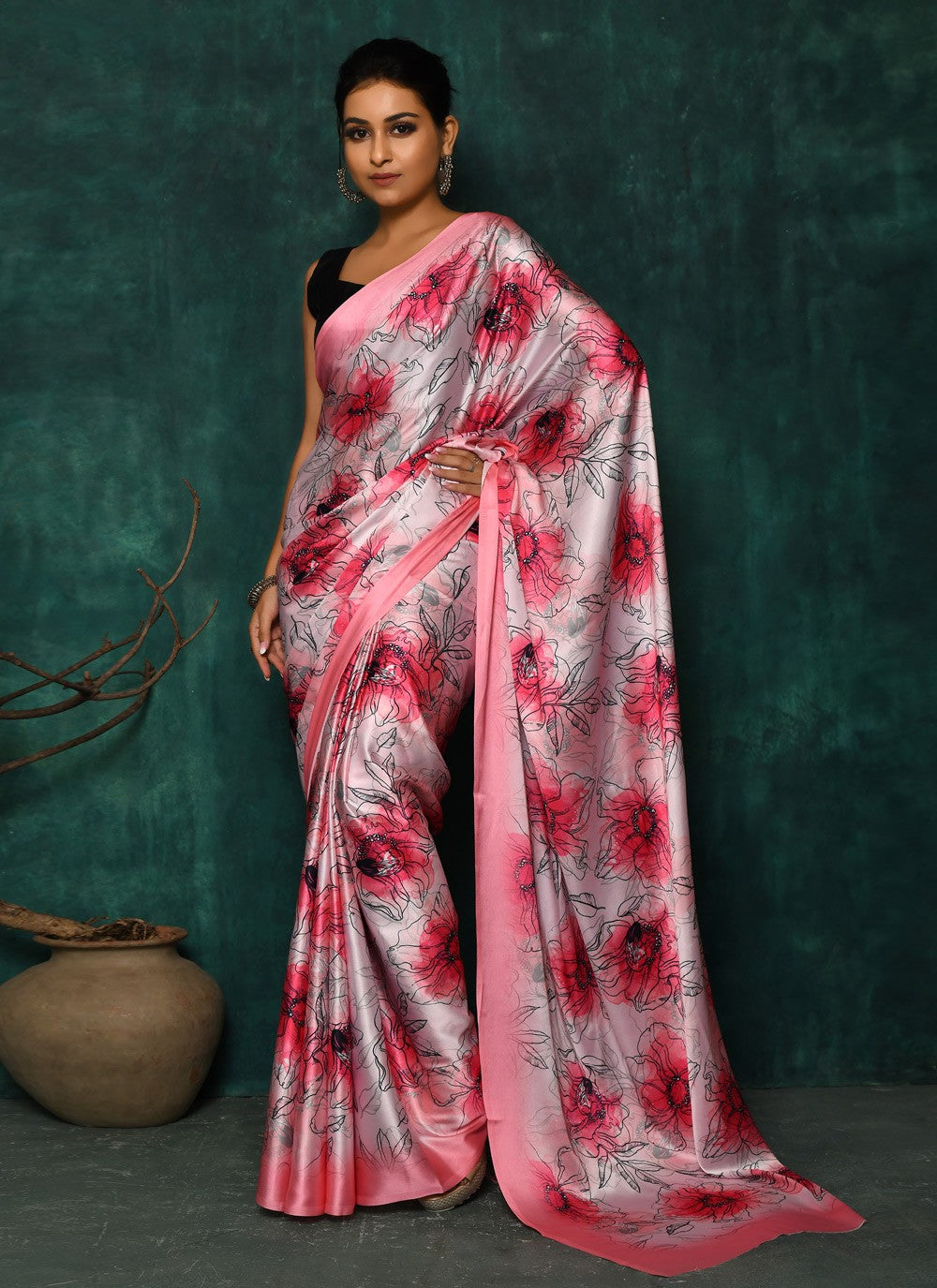 Classic Digital Print Faux Georgette Saree - S2174