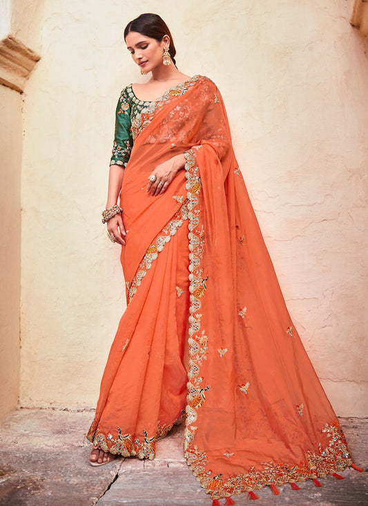 Classic Mirror Organza Saree - S1209