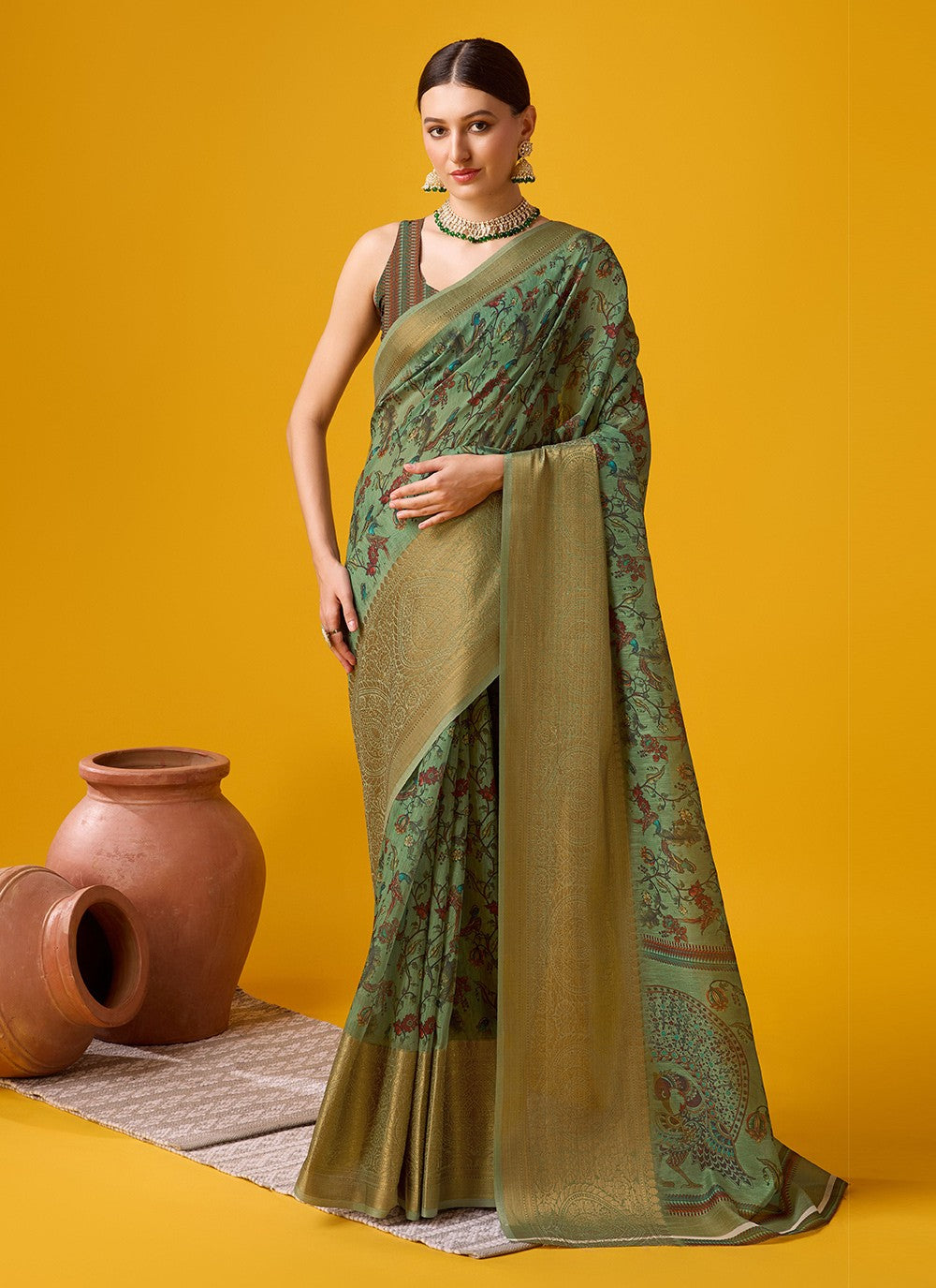 Classic Printed Cotton Saree - S6150