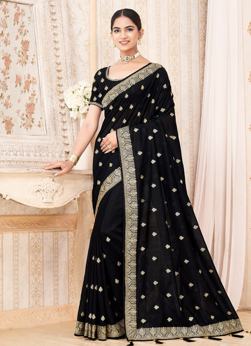 Classic Zari Vichitra Silk Saree - S9733