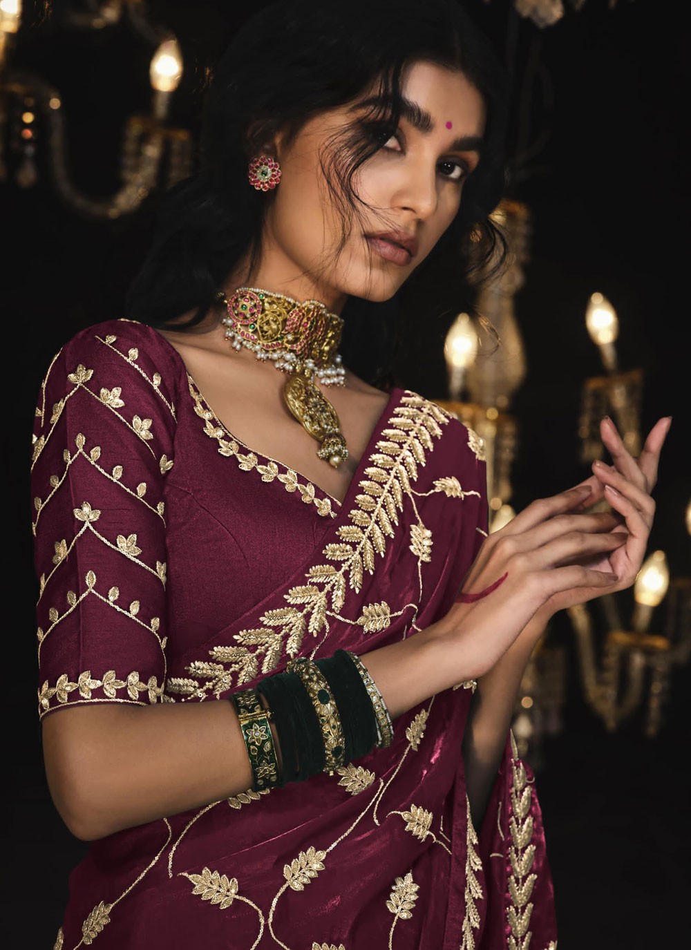 Classic Border Work Silk, Tissue Saree - S6590