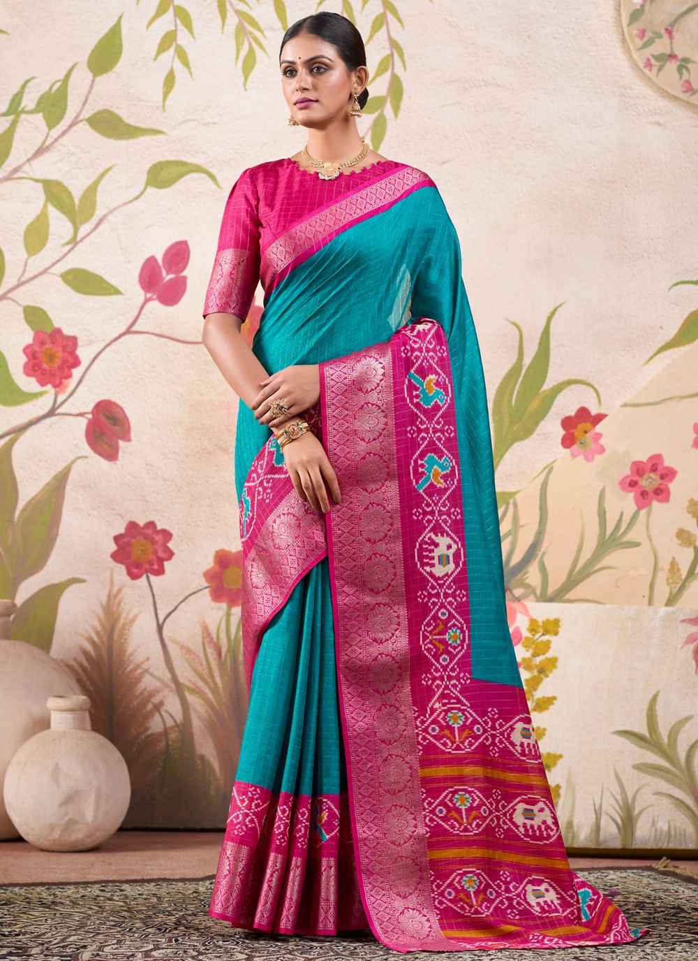 Traditional Border Work Tussar Silk Violet Saree - S10991