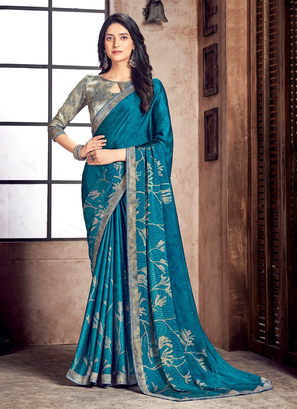 Classic Digital Print Georgette Saree - S3376