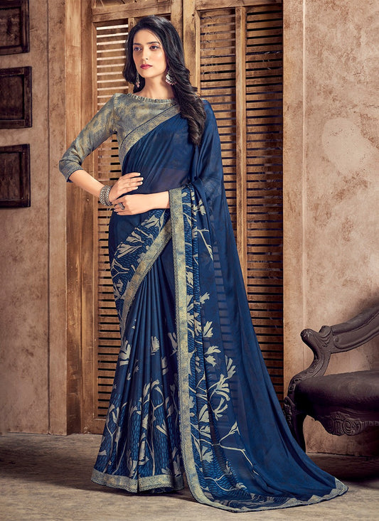 Classic Digital Print Georgette Saree - S3376