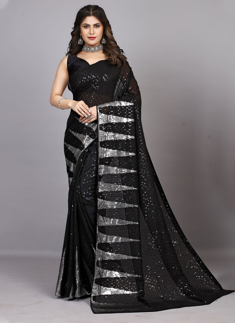 Classic Embroidered Georgette Saree - S4423