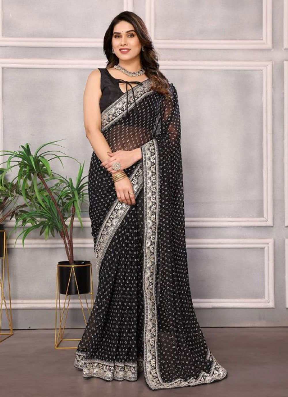 Classic Embroidered Georgette Saree - S6240