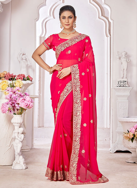 Classic Embroidered Georgette Saree - S7301