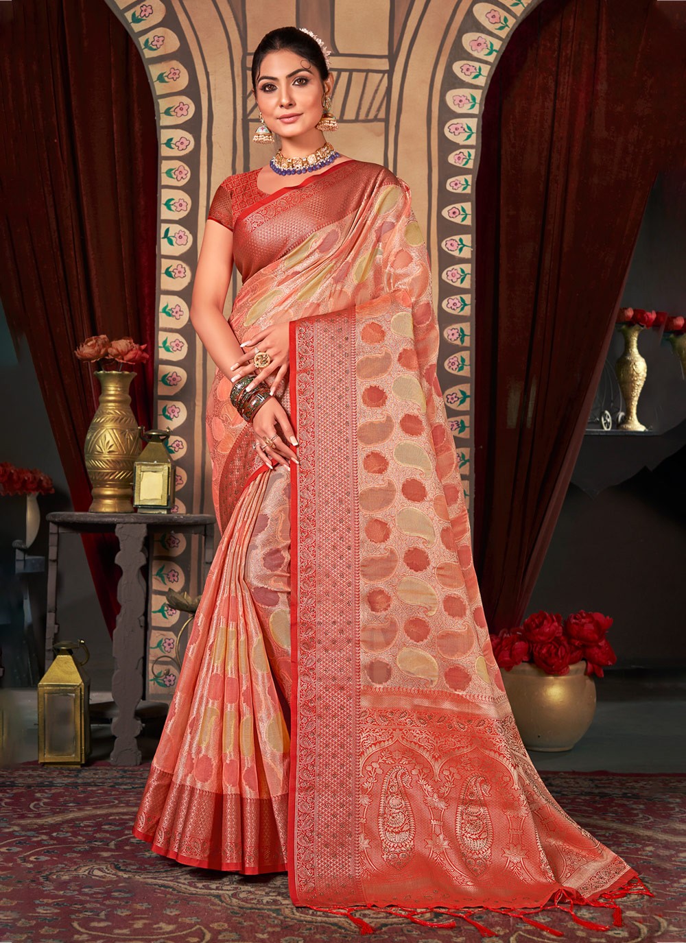 Classic Embroidered Organza Saree - S2553