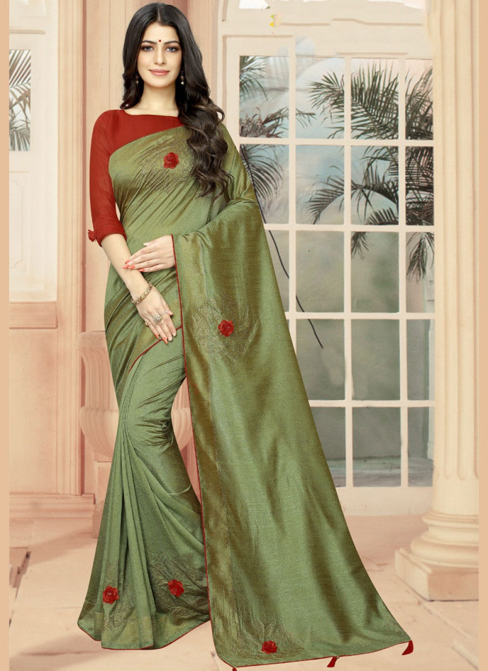 Classic Embroidered Silk Saree - S0224