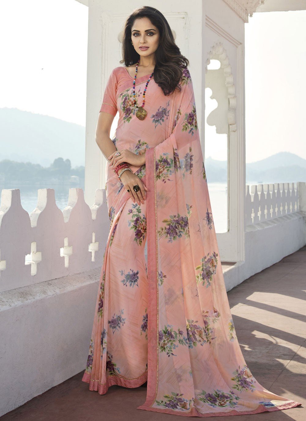 Trendy Printed Georgette Saree - S2890