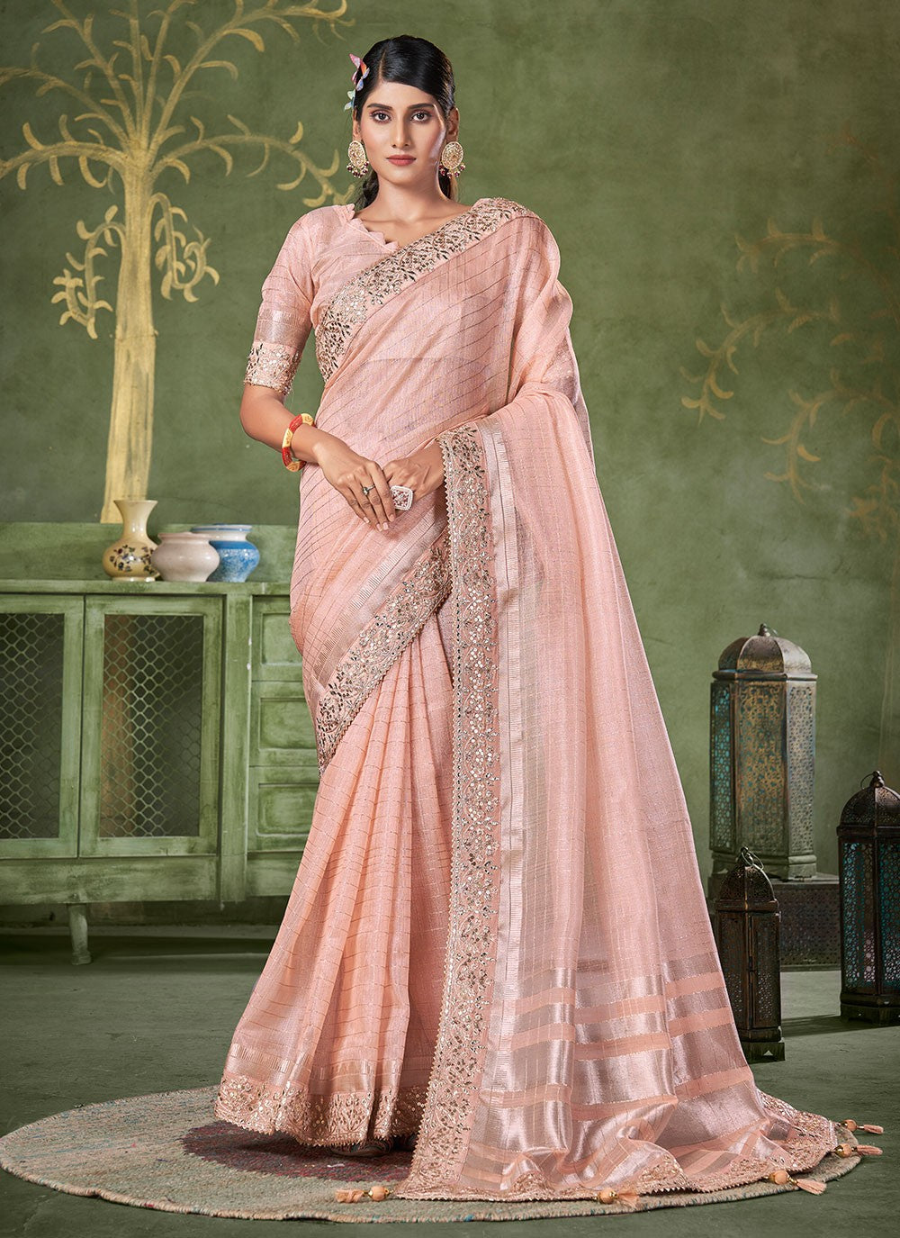 Classic Strips Banarasi Silk Saree - S6738