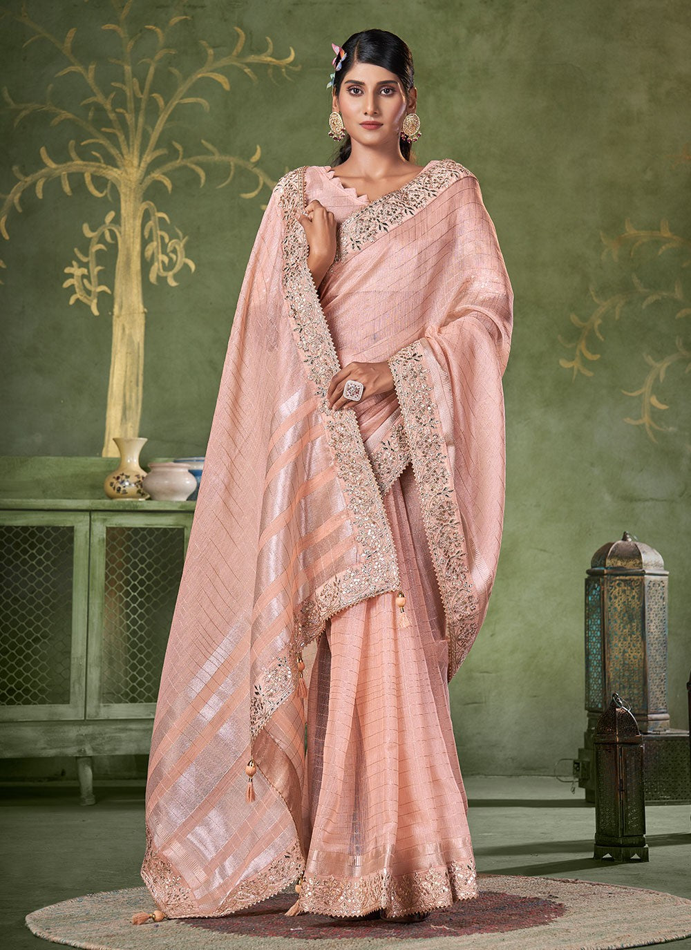 Classic Strips Banarasi Silk Saree - S6738