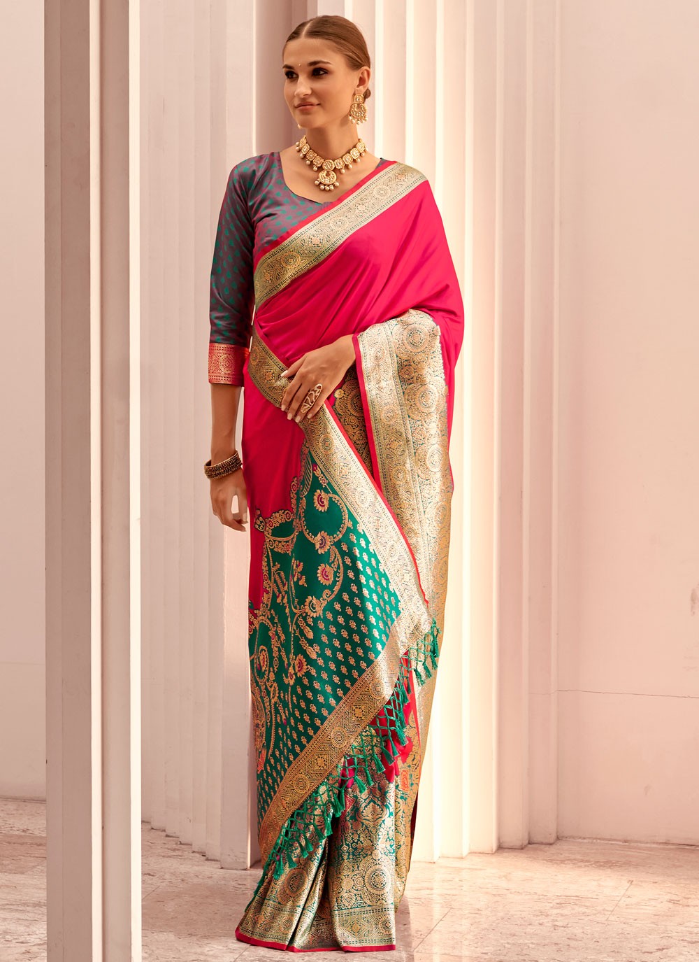 Classic Border Work Silk Saree - S9165