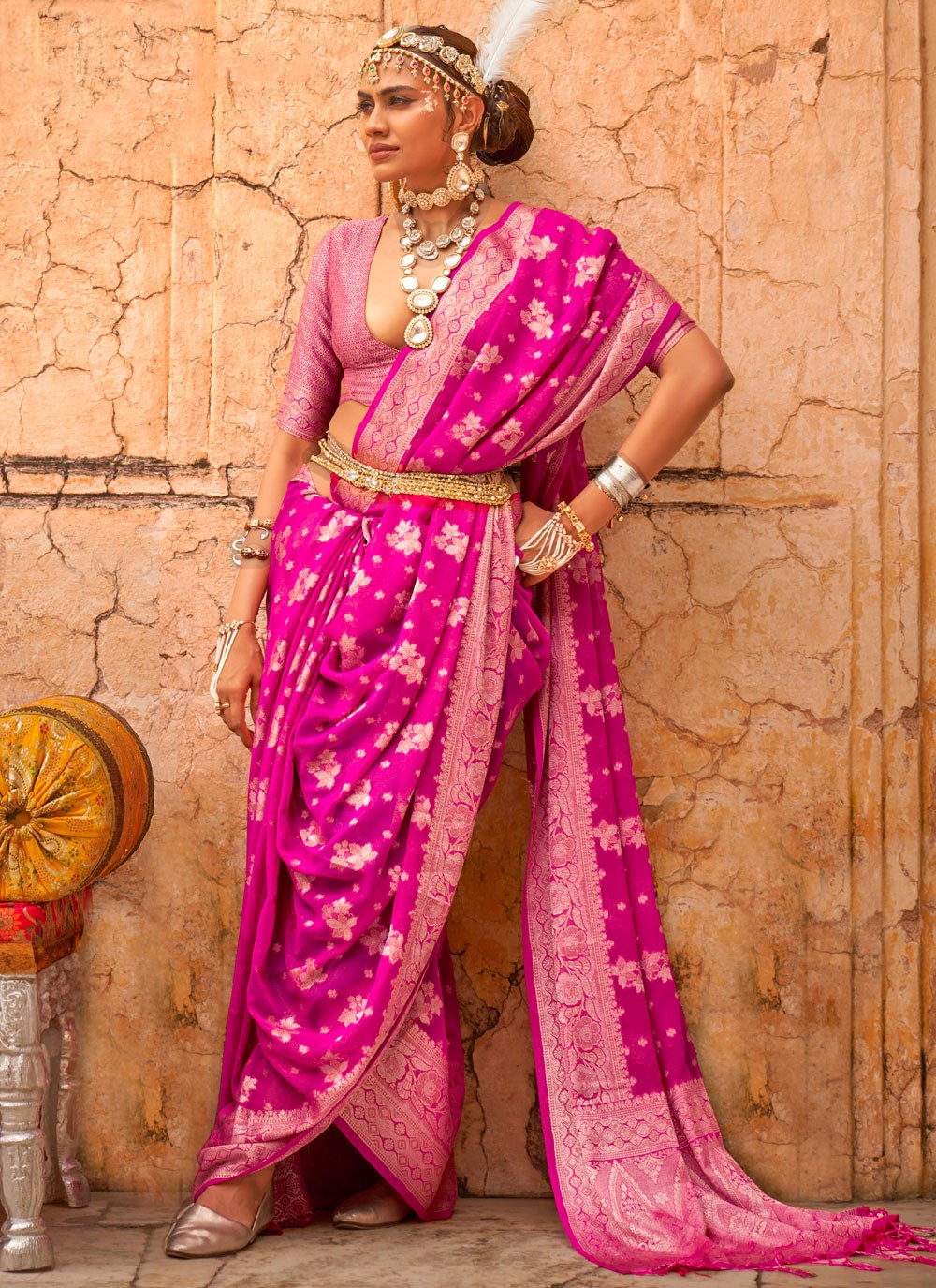 Classic Weaving Zari Georgette Saree - S9020