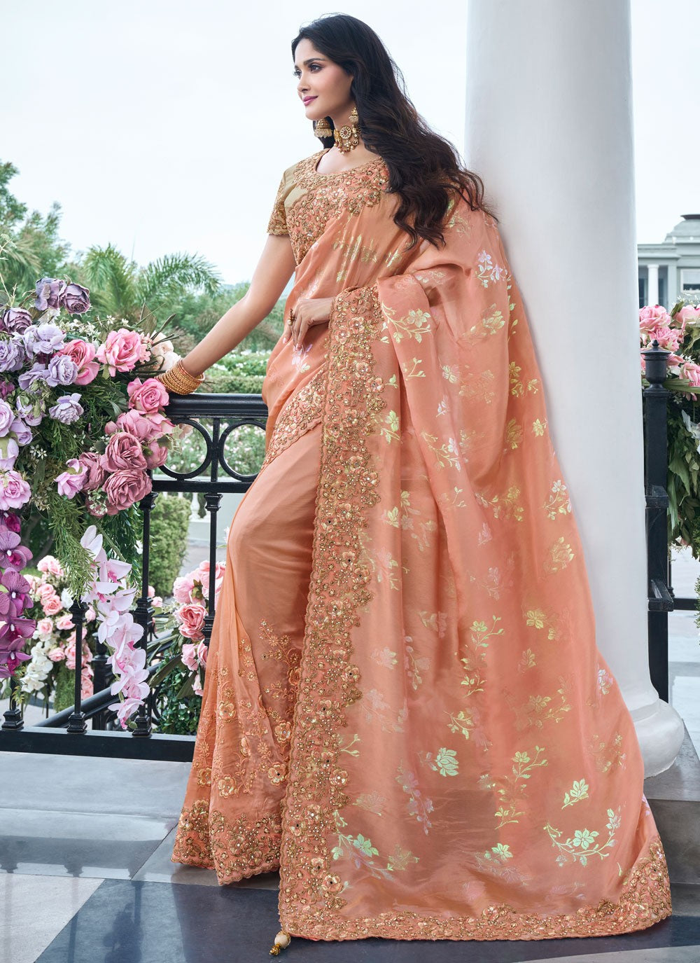 Classic Embroidered Viscose Saree - S8665