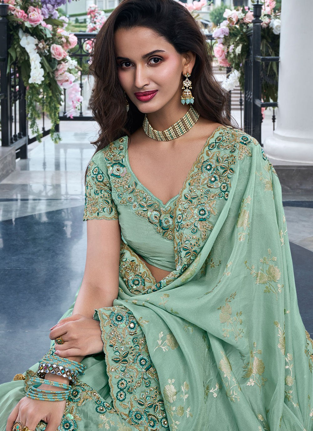 Classic Embroidered Viscose Saree - S8665