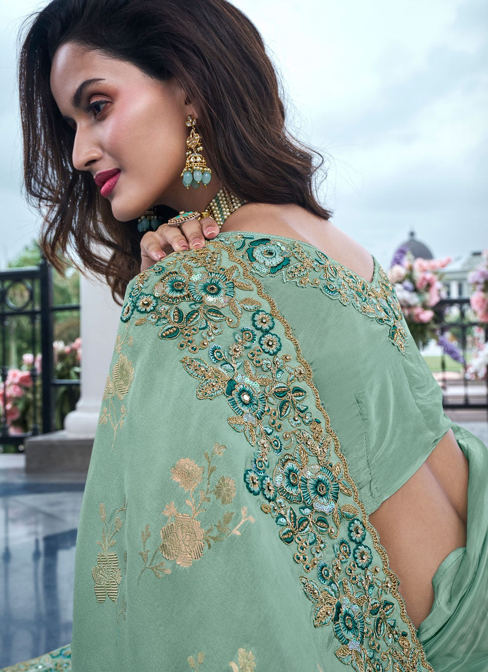 Classic Embroidered Viscose Saree - S8665