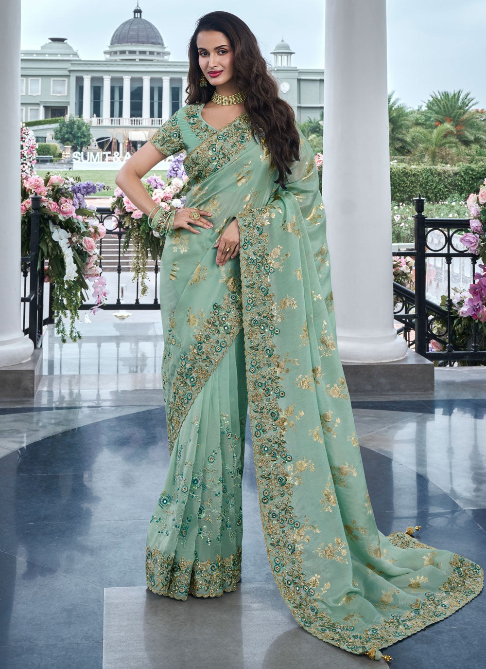 Classic Embroidered Viscose Saree - S8665