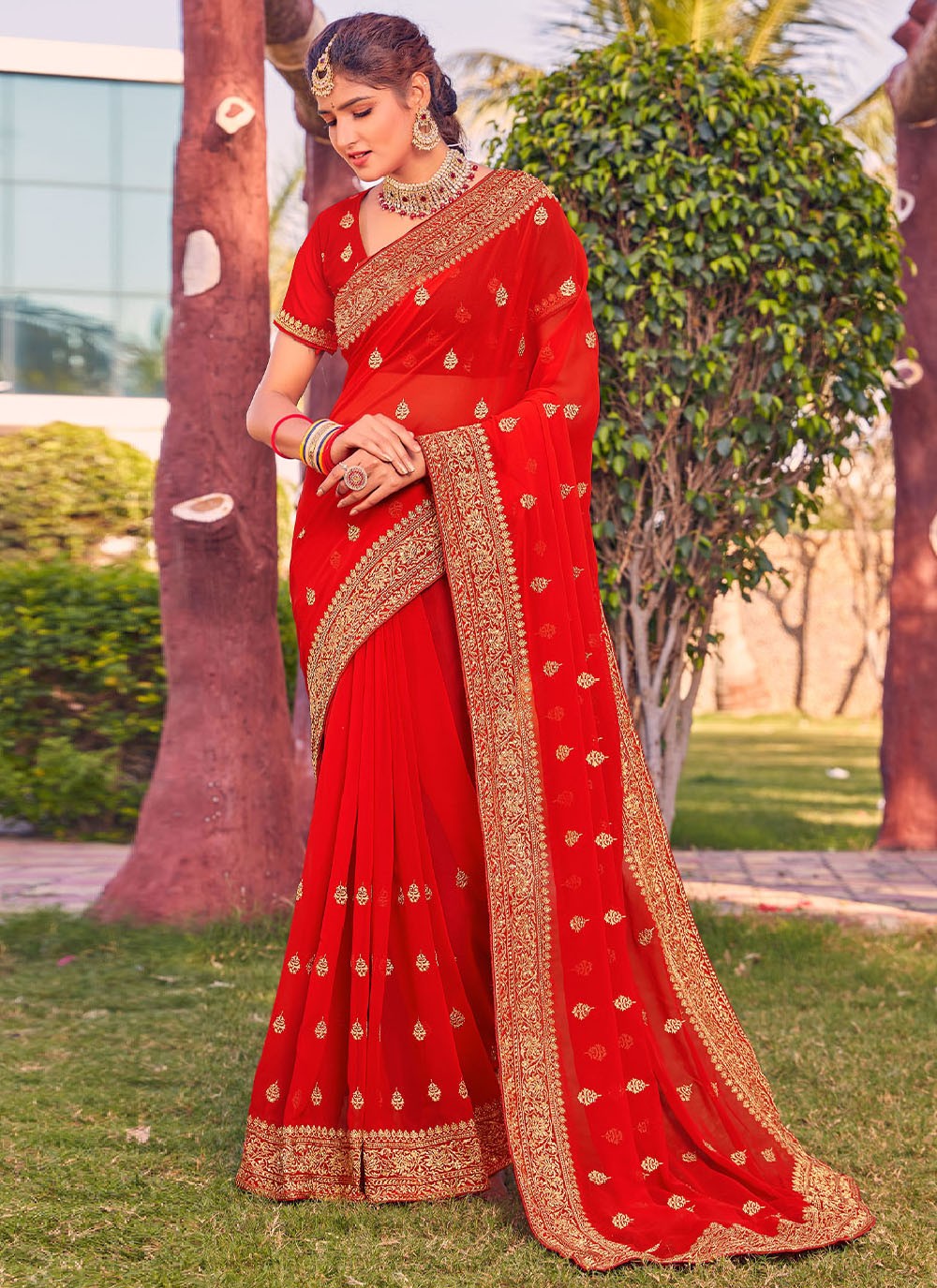 Saree Embroidered Georgette Saree - S2618