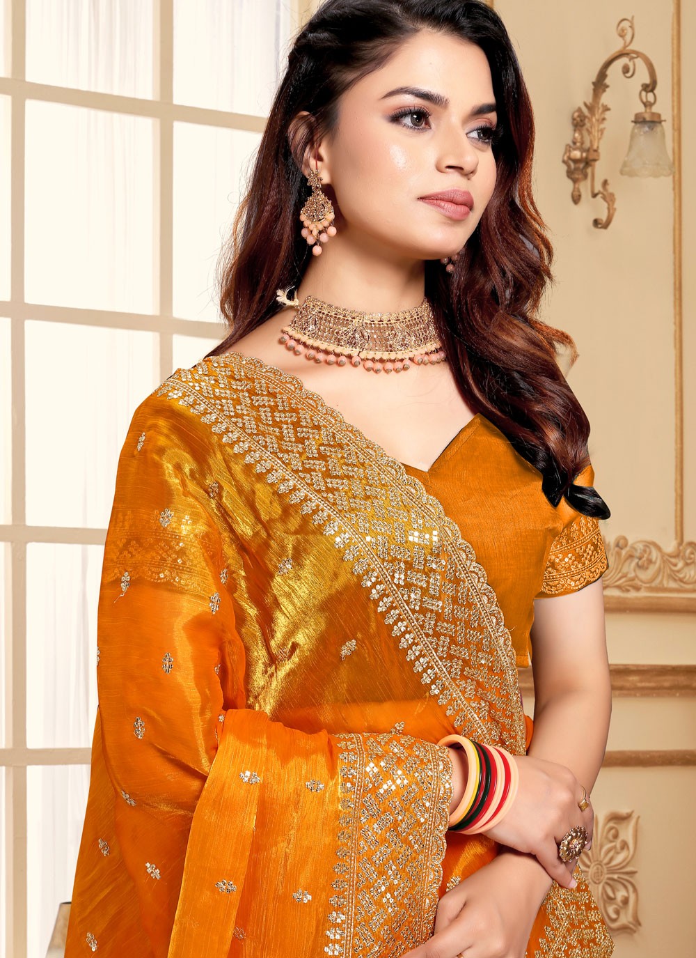 Classic Embroidered Jimmy Chu Saree - S8634