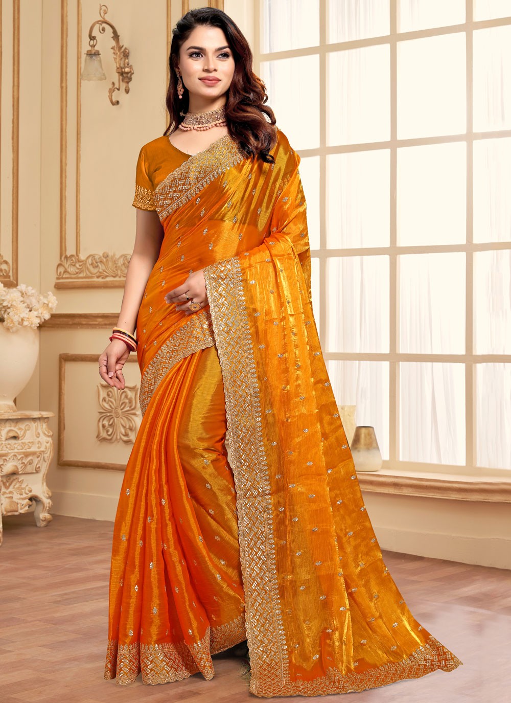 Classic Embroidered Jimmy Chu Saree - S8634